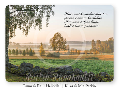 Iltausvaa ja kiviaitaa, Railin Runokortti -postikortti (10 kpl)