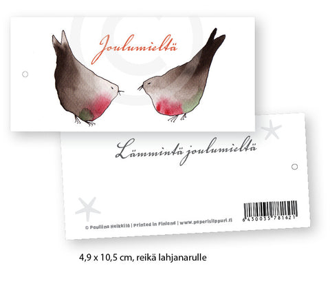Joululintuset, pakettikortti 4,9 x 10,5 cm, 10 kpl nippu
