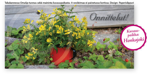 OmaSp-logolla: kukkamuki, shekkikortti
