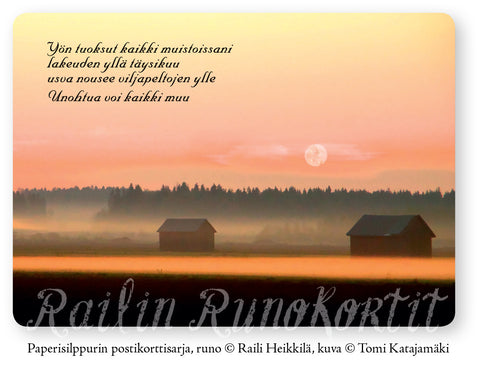 Kuutamoinen latomaisema, Railin Runokortti -postikortti, 10 kpl