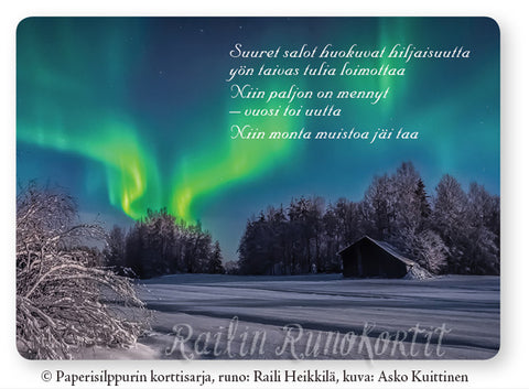 Revontulet ja lato Lieksassa, Railin Runokortti, joulukortti (10 kpl)