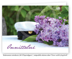 Syreeninkukkia ylioppilaalle, 2-osainen taittokortti onnitteluun, 5 kpl