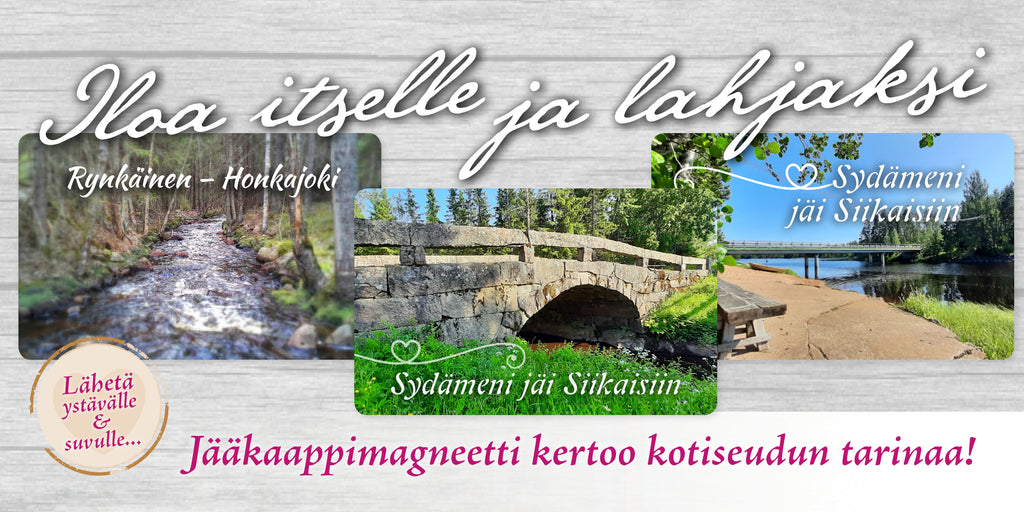 Jääkaappimagneetteja paikkakuntatuotteina