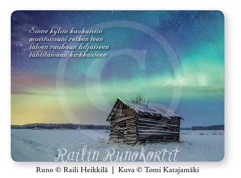 Revontulet ja lato Pohjanmaalla, Railin Runokortti -postikortti, 10 kpl