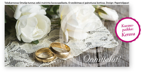 OmaSp-logolla: Sormukset ja ruusu, shekkikortti