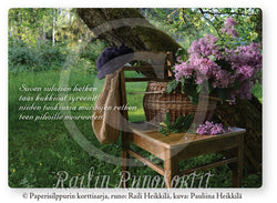 Syreenikimppu tuolilla Railin Runokortti -postikortti, A6 (10 kpl)