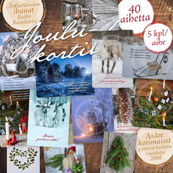 Jälleenmyyjän joulukorttilajitelma, 200 kpl postikorttia (40 aihetta)