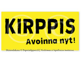 Mainoslakana "Kirppis" -tekstillä 100 x 50 cm (vaaka)